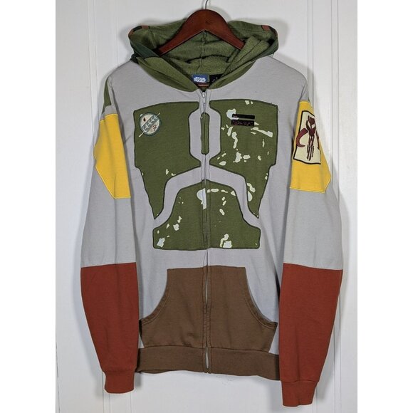 Boba Fett Star Wars Mandalorian Sweatshirt Hoodie Full Zip Size Medium Unisex - Picture 1 of 3